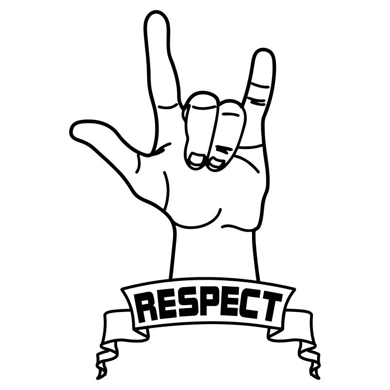Handgeste Respekt mit Text RESPEKT