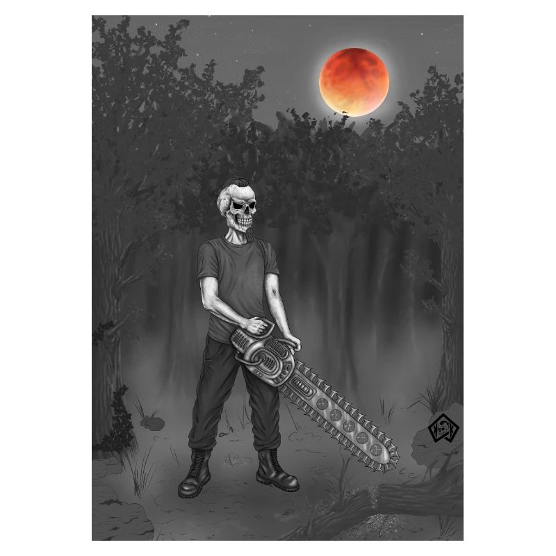 Forest worker, forester, forester, full moon