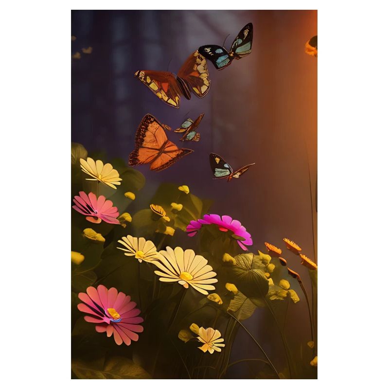 Fleurs et papillon