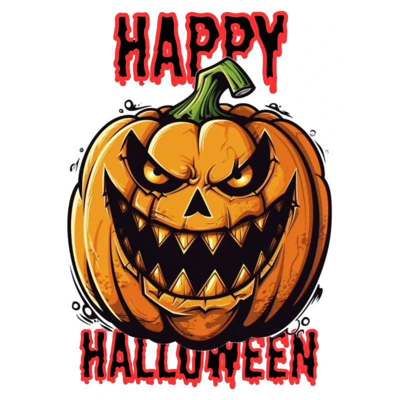 Spooky Halloween pumpkin with evil grin