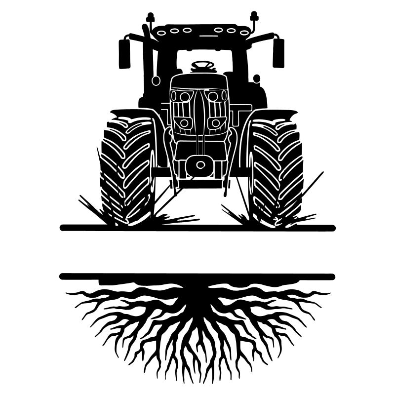 Traktor durch Schlamm unter wachsenden Wurzeln