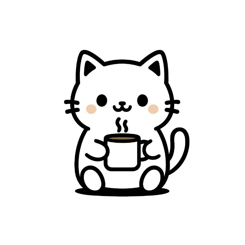 Cute Cat with Coffee Design