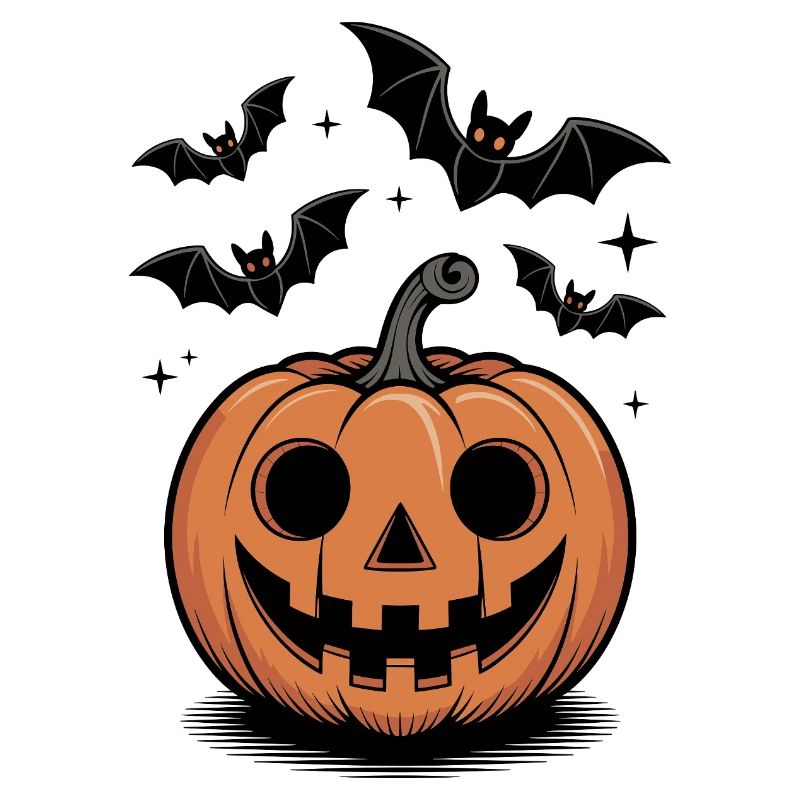Scary pumpkin head with laughing face