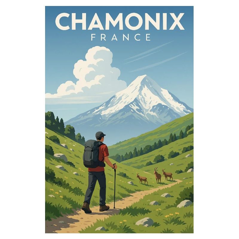 Randonneurs alpins devant le Mont Blanc