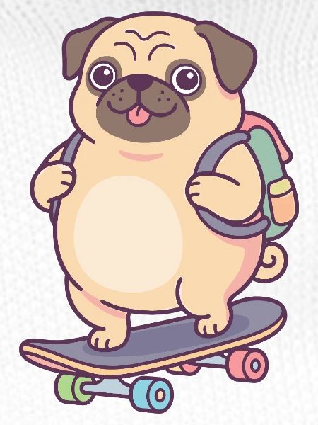 Pug Skateboard Rucksack