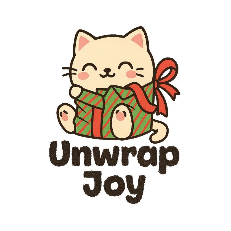 Cat with Gift Unwrap Joy