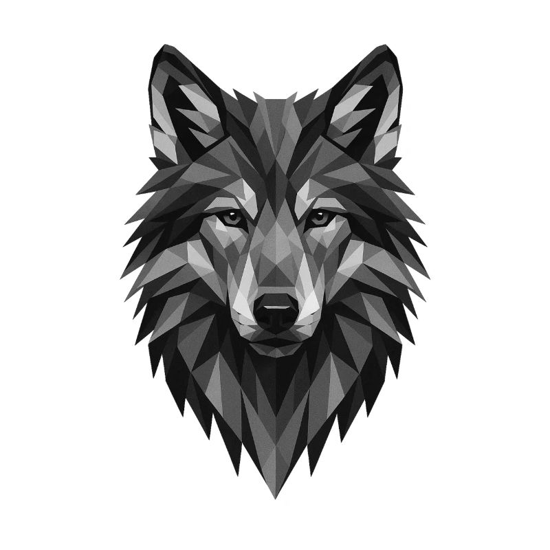 Geometric Gray Wolf Head