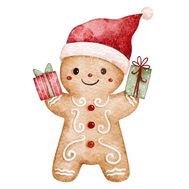 Lebkuchenmann mit Geschenken