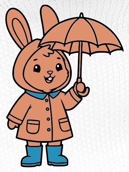 Cute Bunny Raincoat Umbrella