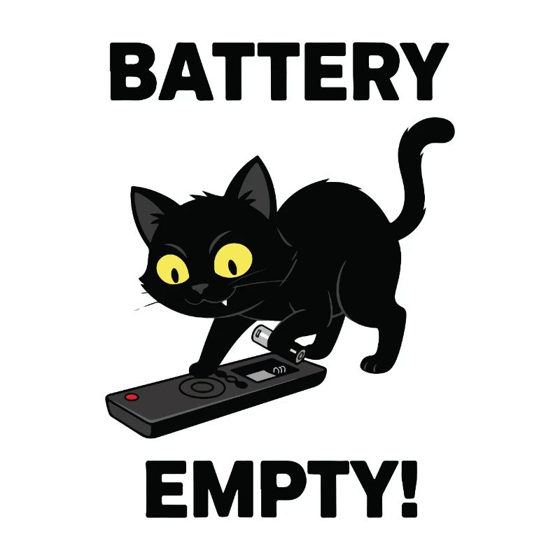 Battery Empty Chat Télécommande Humour