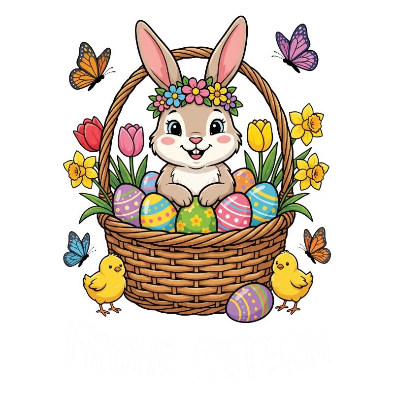Easter bunny in a flower basket – Happy Easter