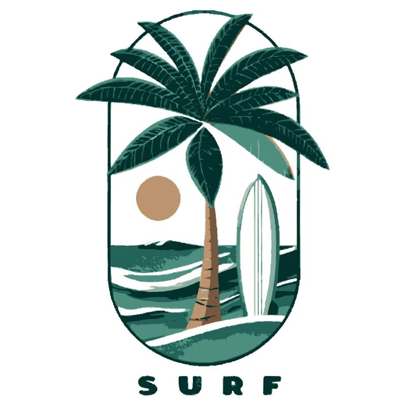 Palmier de surf et plage