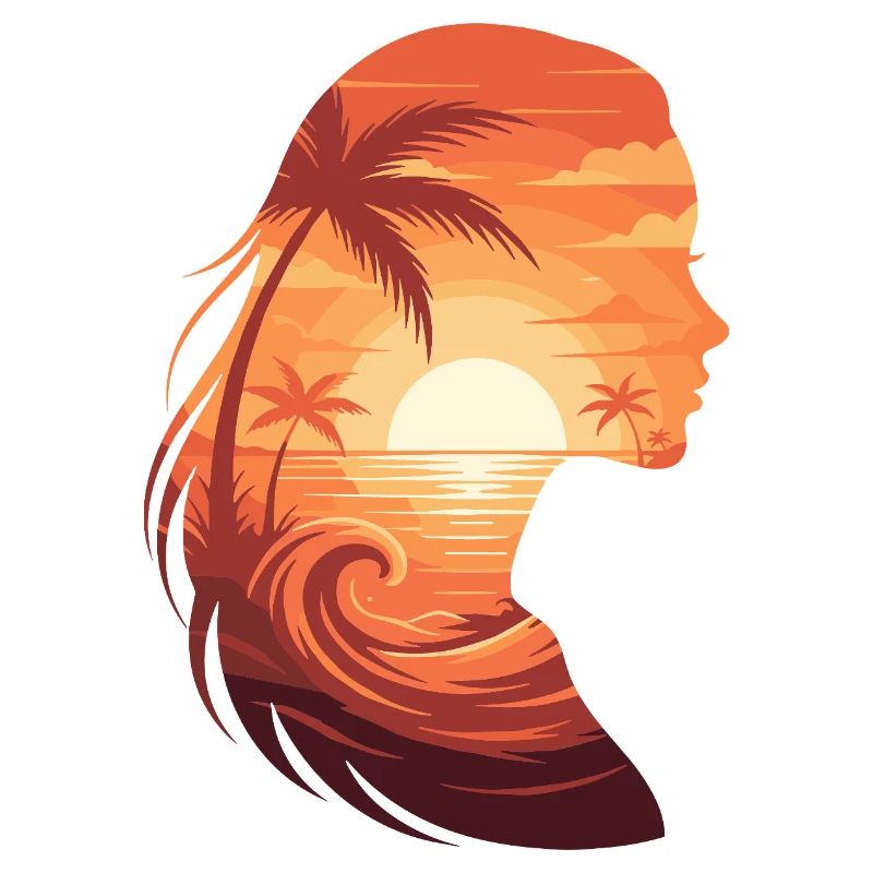 Profil de silhouette de coucher de soleil
