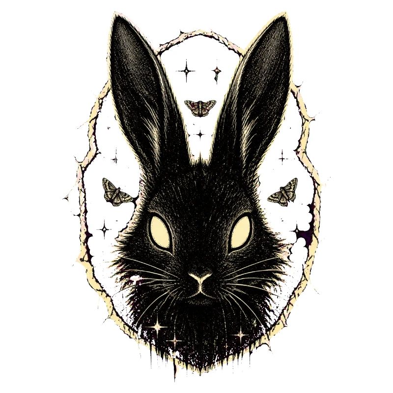 Black Rabbit with Moths