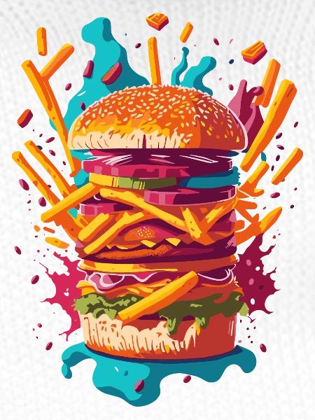 Explosiver PopArt Burger