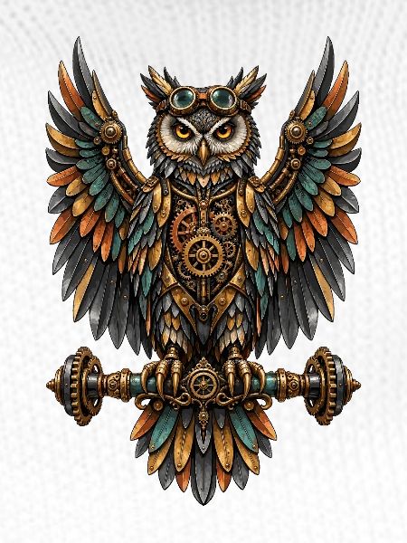 Steampunk-Eule mit Zahnrädern