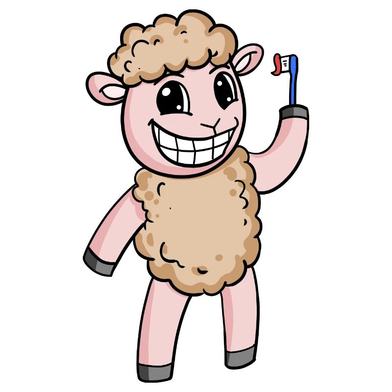 Sheep with toothbrush