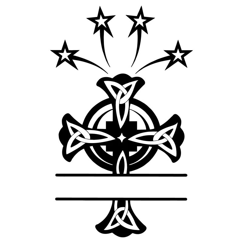 Monogramme de croix celtique quatre étoiles