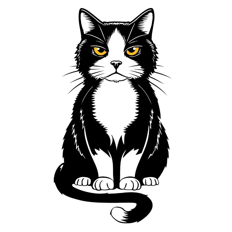 Bild einer sitzenden schwarzen Katze