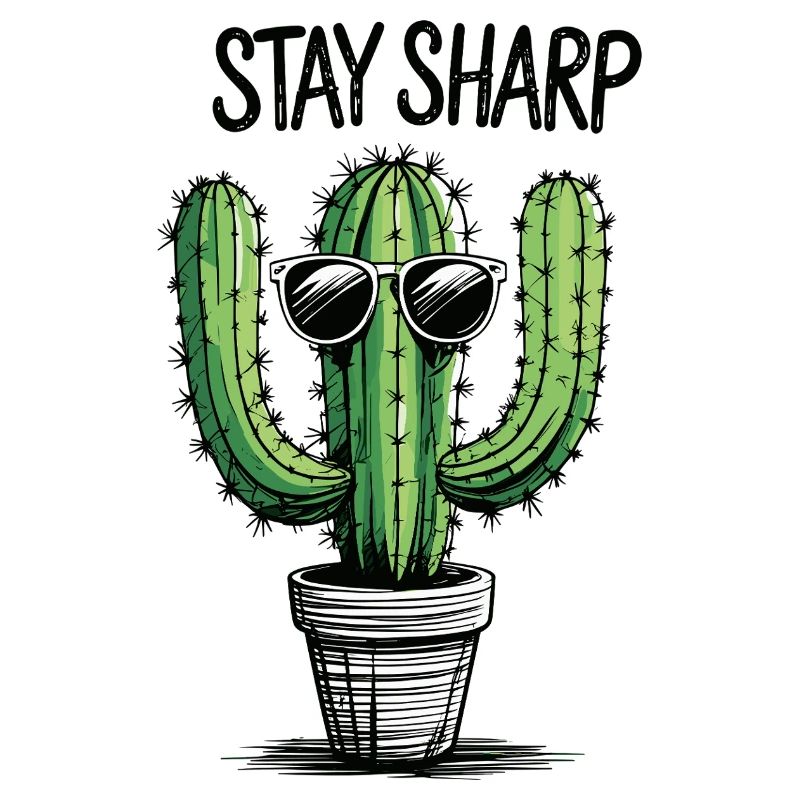 Cactus avec lunettes de soleil et message