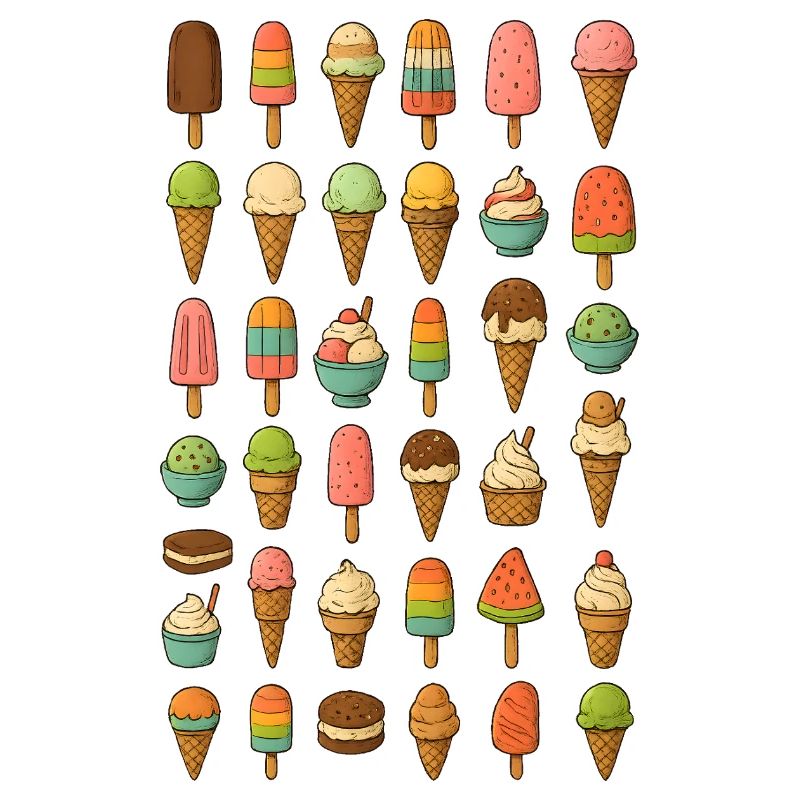 Bunte Eiscreme Vielfalt