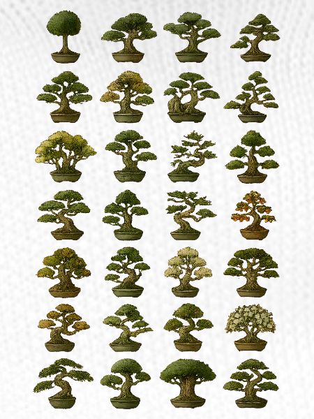 Various bonsai trees collection