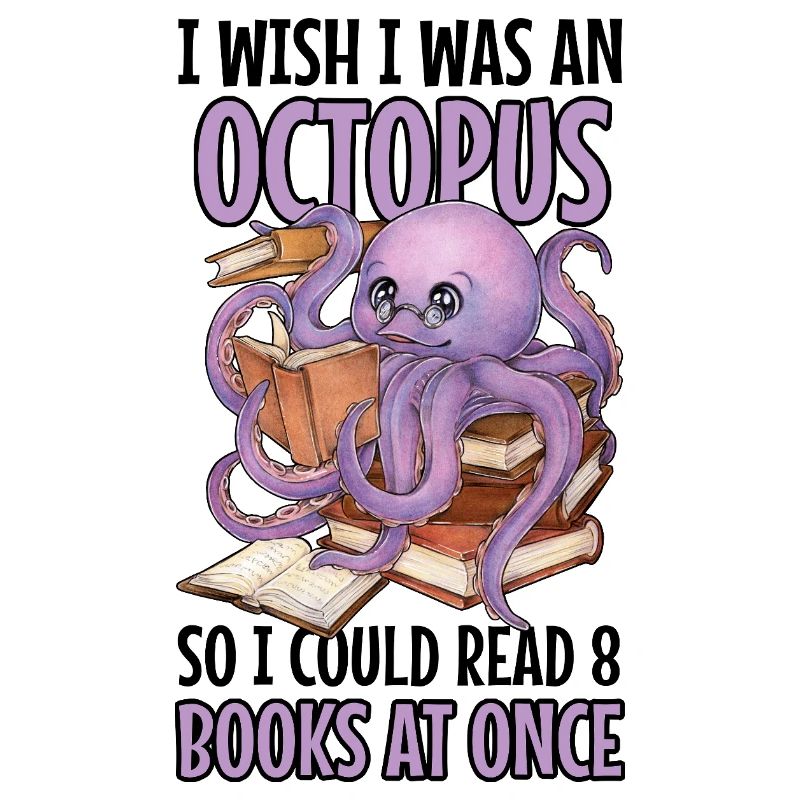 Reading Octopus in Stack of Books Book Gift