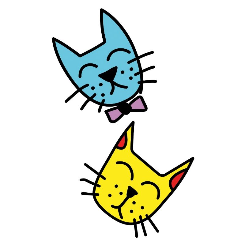 Duo de chats couleurs pastel