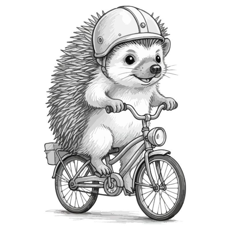 Cavalier hérisson sur un vélo vintage
