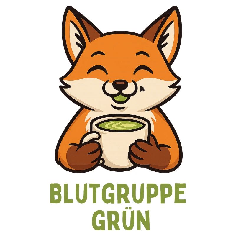 Cheerful fox with green drink