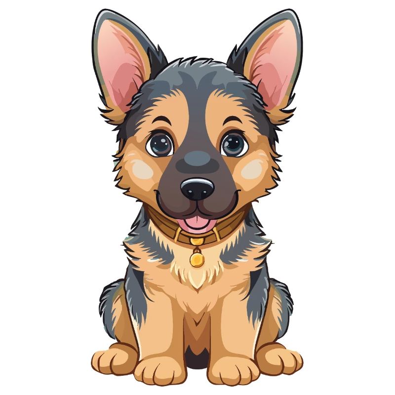 Cuddly German Shepherd Cartoon