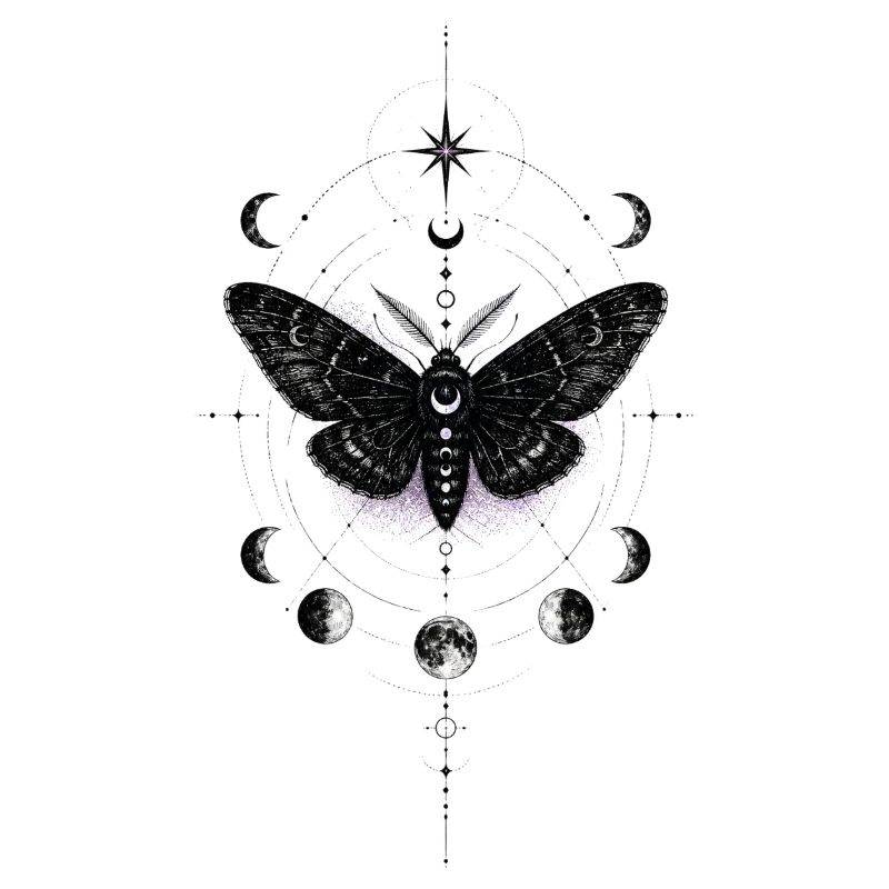 Moonlit Moth in Celestial Ring