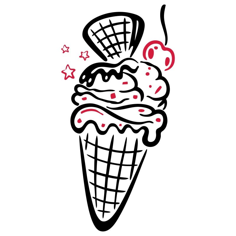 Eis, Eiswaffel mit Kirsche