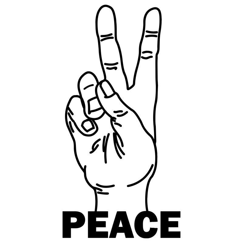 Hand gesture peace with peace text