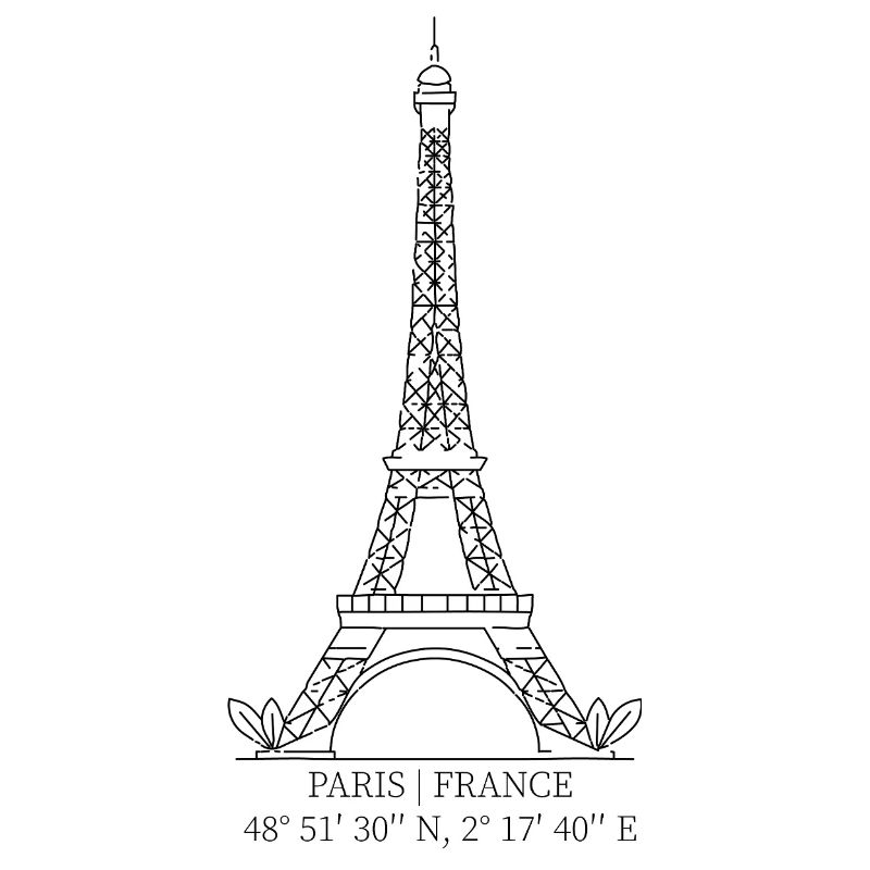 Tour Eiffel de Paris avec ses coordonnées GPS