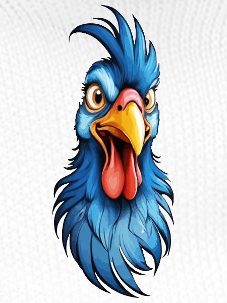 A blue-feathered rooster