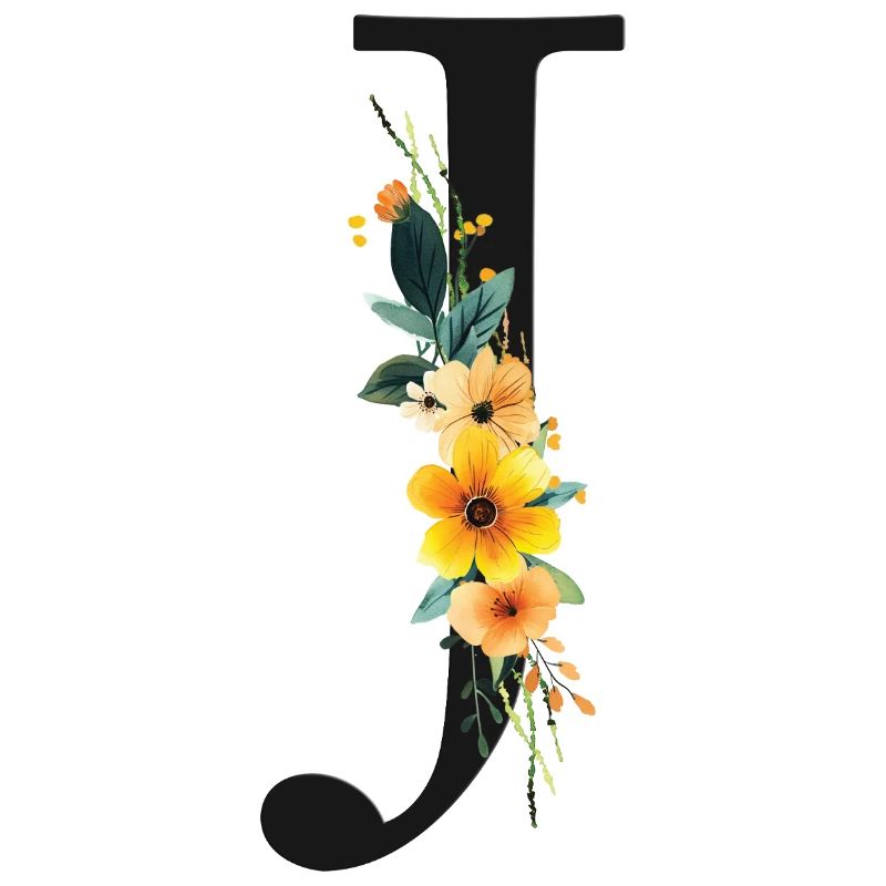 J Monogram, Floral, Personalizable