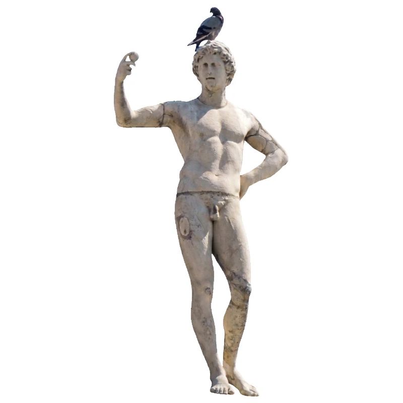 Roman statue with dove on its head