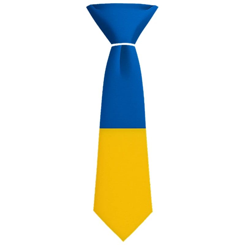 Cravate en blocs de couleur bleu et jaune