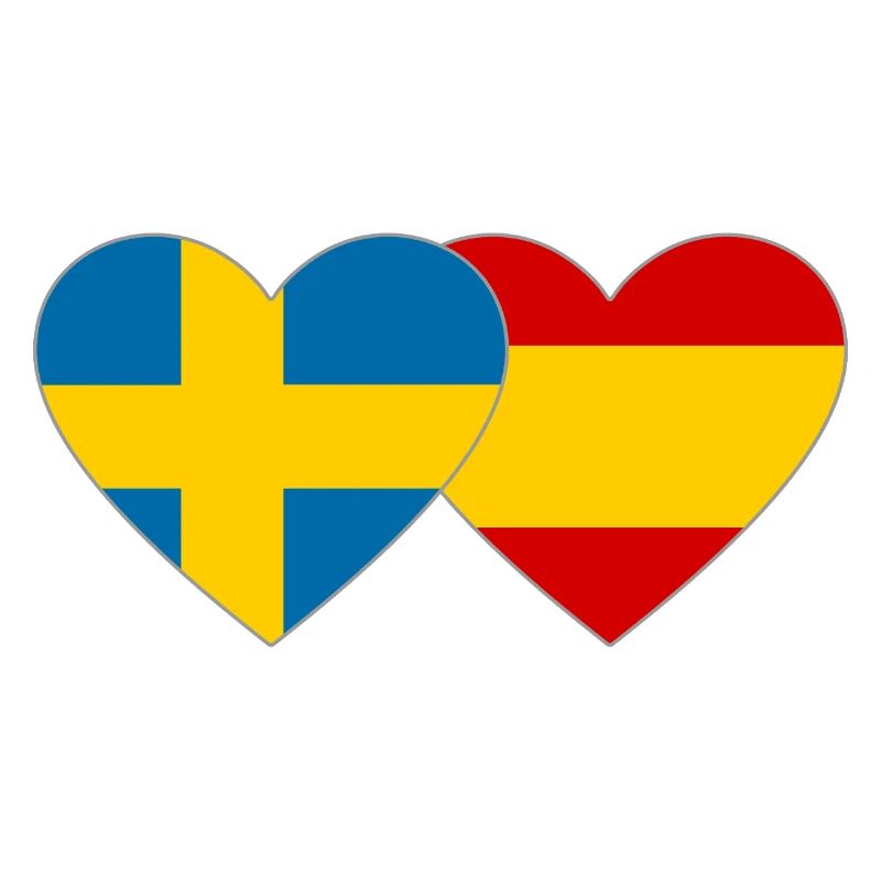 Suède Espagne Drapeau Coeur