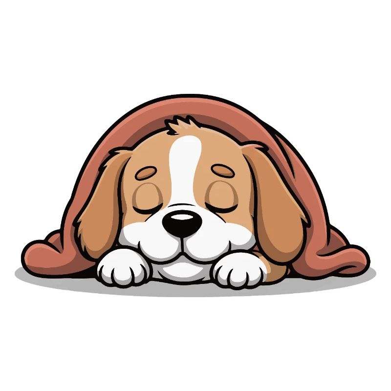 Sleeping Beagle Under Blanket