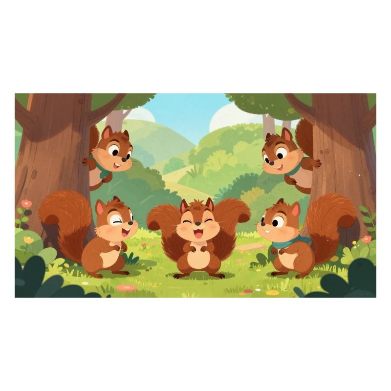 Amis écureuils jouant à cache-cache dans la forêt