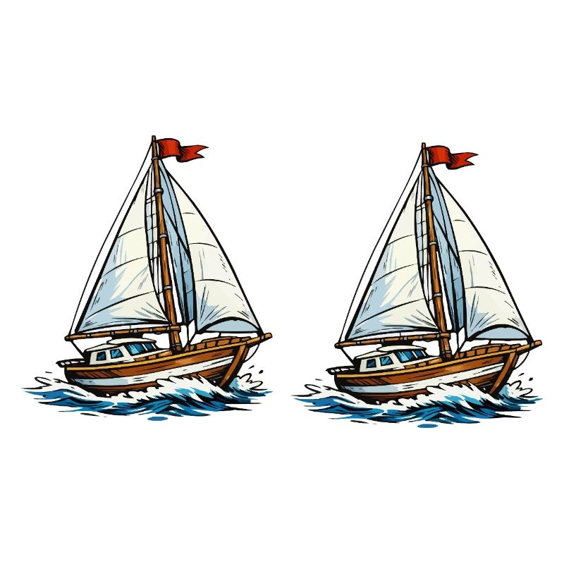 Sailing ships on waves