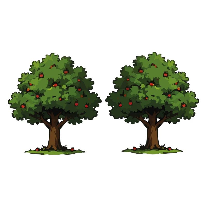 Double tree with red apples