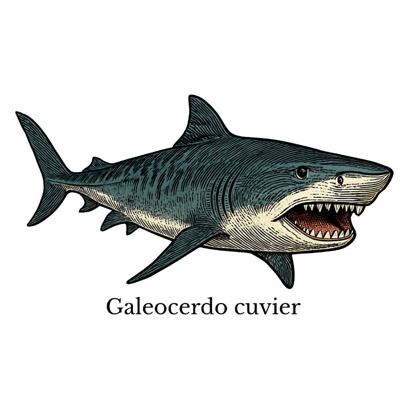 Dessin de requin tigre Galeocerdo cuvier