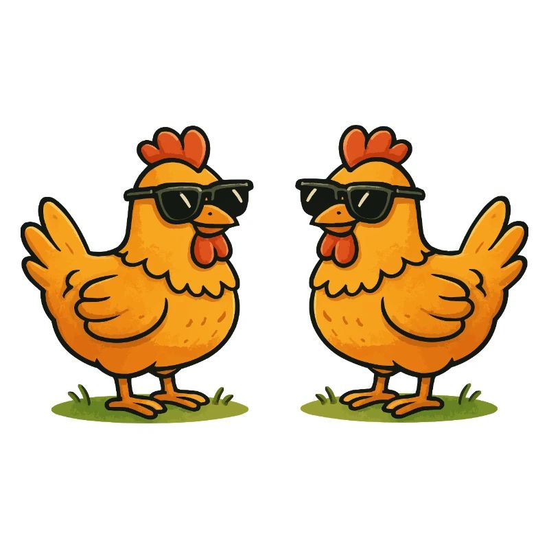 Chickens with sunglasses