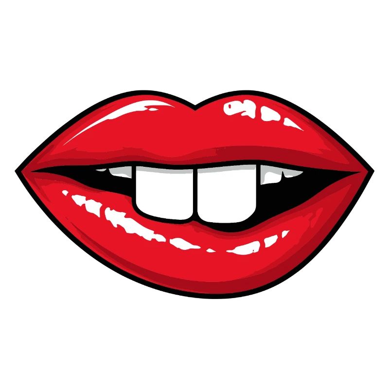 Red lips with rabbit teeth