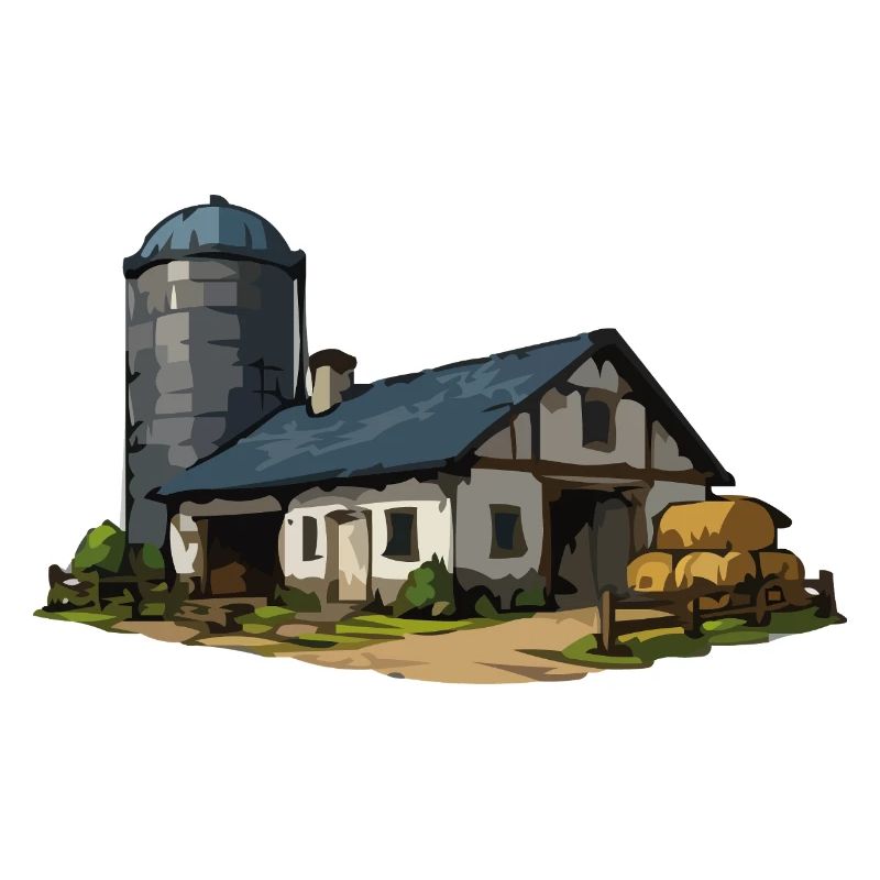 Ländliche Scheune mit Silo