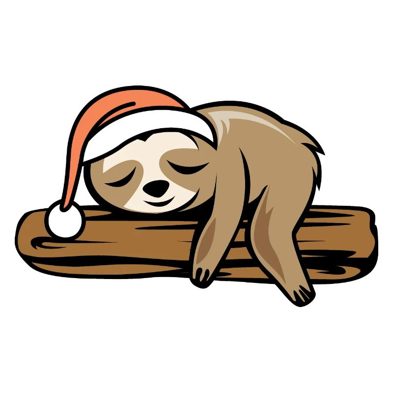 Sloth Christmas Tree Funny Comic Cartoon