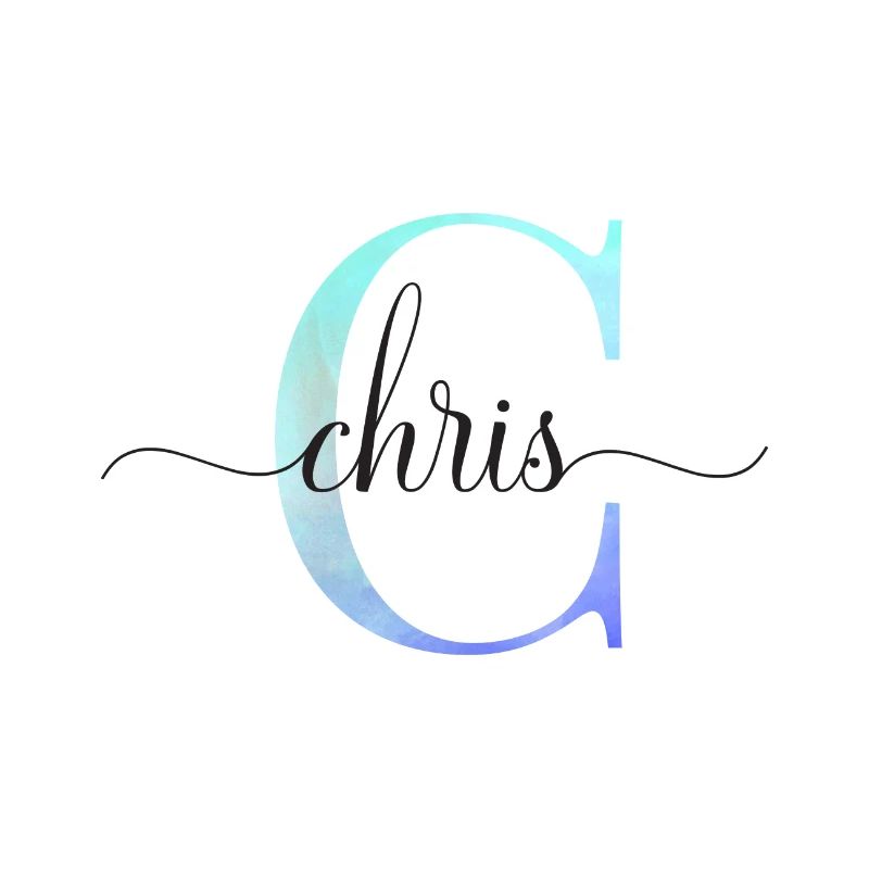 C| Monogramme | Nom | Chris | Aquarelle